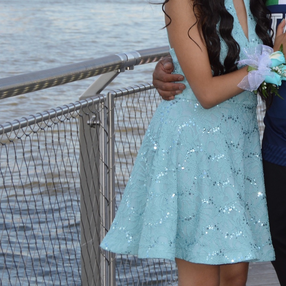 Windsor Mint Green Lace Halter Mini Dress
